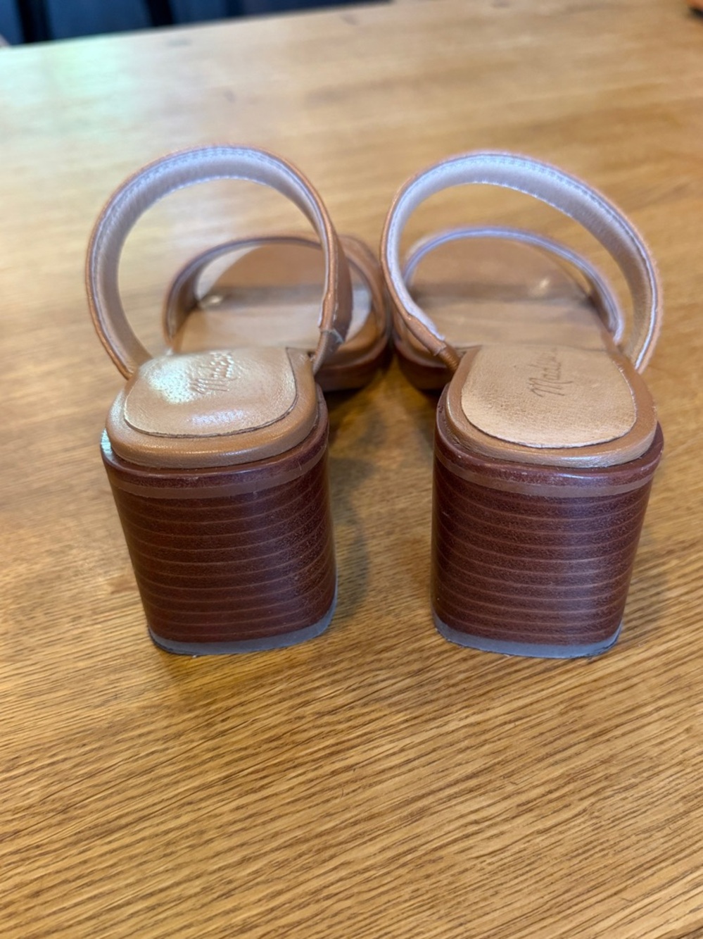 Madewell Tan Leather Double-Strap Slide Mules - Picture 6 of 6